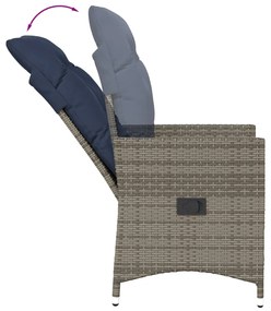 Conjunto Bistro de 3 peças com almofadas em rattan sintético cinza