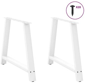 Pés para mesa de jantar em formato A, 2 peças, branco, 90x (72-73) cm,