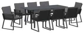 Conjunto de Jantar com Almofadas Manual 9 pcs Antracite Médio