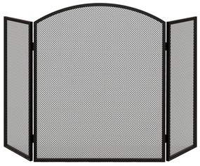HOMCOM Frente para Lareira de 3 Painéis Protetor para Lareira Dobrável com Estrutura de Aço 96x62 cm Preto | Aosom Portugal