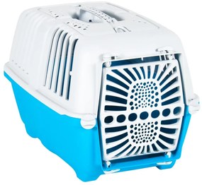 Transportadora 55x36x36 cm polipropileno branco e azul