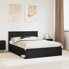 vidaXL Estrutura da Cama Preto 150 x 200 cm Madeira de Pinheiro Sólida