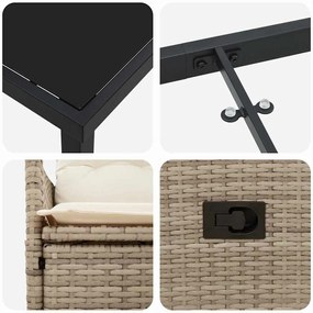 conjunto de jantar de jardim com 3 peças e almofadas em poli-rattan be