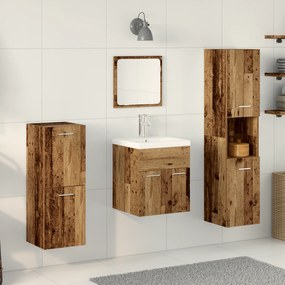 Conjunto de Móveis para Casa de Banho 4 Peças Madeira Antiga