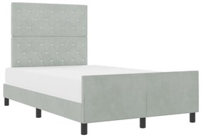 Cama vidaXL Cinza Claro 120x190 cm Veludo