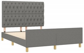 Estrutura de cama sem colchão 140x200 cm tecido cinzento-escuro
