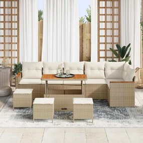 Conjunto de Sofás para Jardim com 10 Peças e Almofadas Bege Rattan Acá