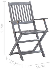 Cadeiras de exterior dobráveis 8pcs c/ almofadões acácia maciça