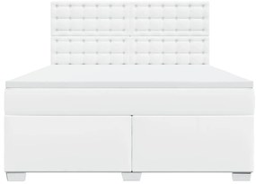 Cama com molas/colchão 180x200 cm couro artificial branco