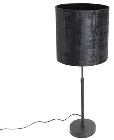Candeeiro de mesa com abajur de veludo preto 25 cm ajustável - Parte Moderno