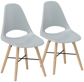 HOMCOM Conjunto de 2 Cadeiras de Jantar de Plástico Cadeiras de Cozinha Modernas com Encosto Curvado  47x49x84 cm Cinzento