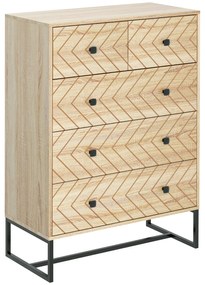 HOMCOM Cómoda com 5 Gavetas Estilo Retrô Móvel Auxiliar de Madeira para Sala de Estar Corredor 80x39,5x110 cm Madeira e Preto
