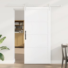 Porta Deslizante vidaXL com Conjunto de Ferragens Branco 93x202 cm Mad