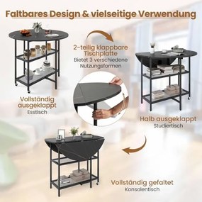 Mesa de jantar, cozinha dobrável 100 x 100 x 80 cm com aparência de mármore, mesa portátil dobrável para 2-4 pessoas, preta