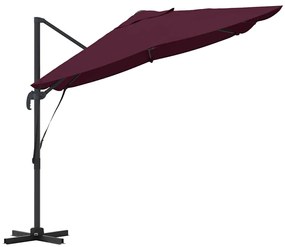 Guarda-Sol Cantilever Roma Vermelho Bordeaux 352x251x260 cm em Alumíni
