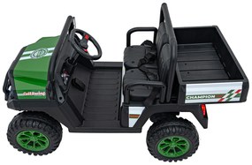 Jipe elétrico para Crianças 2 Lugares 24V Champion Rodas Espuma EVA, Assento couro ecológico Verde