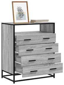 vidaXL Armário de gavetas 70x41x83,5 cm deriv. madeira cinzento sonoma