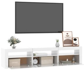 Móvel de TV com luzes LED 180x35x40 cm branco brilhante