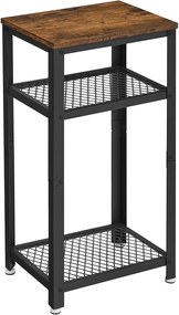 Mesa lateral vintage VASAGLE, mesa de centro com 2 prateleiras de malha, mesa de apoio com pés ajustáveis, estrutura de metal estável e fácil montagem ULET75BX