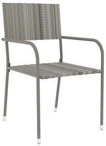 3 pcs conjunto de jantar para jardim vime PE cinzento