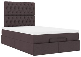 Estrutura de cama otomana com colchão 120x190cm castanho escuro