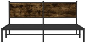 Estrutura de cama sem colchão 183x213cm metal carvalho fumado