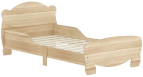 Cama para Crianças +3 Anos Cama Infantil de Madeira Cabeceira em Forma de Urso 143,5x80x55 cm Madeira
