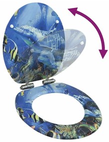 Assento de sanita com tampa de fecho suave MDF design golfinhos