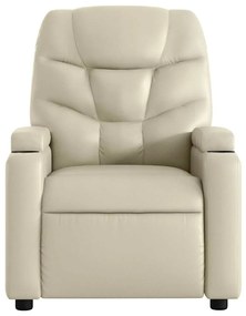 Poltrona massagens reclinável elétrica couro artificial creme