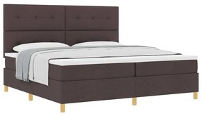 Cama Box Spring com Colchão Marrom Escuro 200x200 cm Tecido