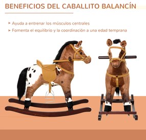 HomCom Cavalo de balanço de pelúcia para crianças acima de 36 meses 71x28x60cm