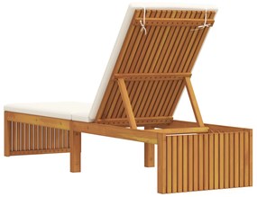 Espreguiçadeira com almofada 200x55x30 cm de madeira maciça de acácia
