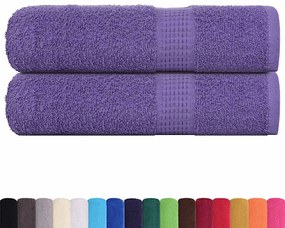 Toalhas de banho 2pcs 70x140 cm 360 gsm 100% algodão roxo