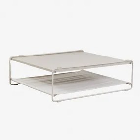 Mesa Auxiliar Para Jardim Conversível Em Puff Em Aço Amaro Tapioca Bege - Azul- Marinho - Sklum
