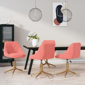 vidaXL Cadeiras de jantar giratórias 4 pcs veludo rosa