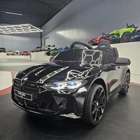 Carro elétrico infantil BMW M4 12V Com Rodas EVA e Assento em couro Preto metálico