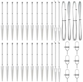 Postes de Cerca com Ponta - 26 peças Ø32 mm 60 cm Aço Galvanizado
