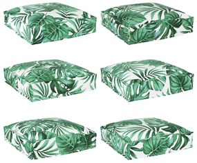 Cojines para Palets para Assento 6 pcs Padrão Folha 40x40x8 cm Tecido