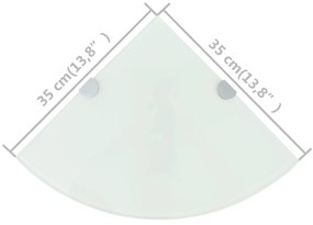 Prateleiras canto 2 pcs suportes cromados 35x35cm vidro branco