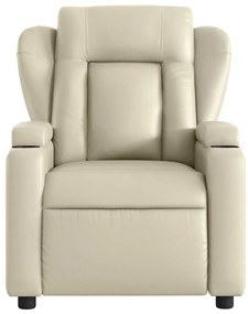 Poltrona massagens reclinável elétrica couro artificial creme