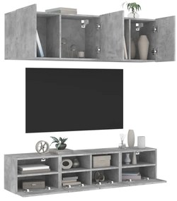 3216514 vidaXL 5 pcs móveis de parede p/ TV derivados de madeira cinza cimento