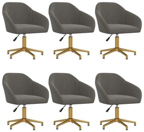 vidaXL Cadeiras de jantar giratórias 6 pcs veludo cinzento-escuro