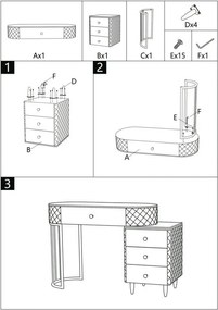 BED DESK SHARON GREY WITH STOOL CM 120X40X75 (STOOL SIZE Ø36X39)