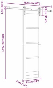 Porta Deslizante com Conjunto de Ferragens 61x198.5 cm Madeira Maciça