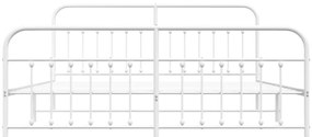 Estrutura de cama com cabeceira e pés 200x200 cm metal branco