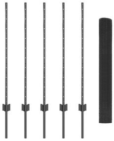 Conjunto de Cerca de Fios para Galinhas Conjunto de 2 Cinza Metal