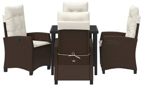 Conjunto de Jantar de Jardim com 5 Peças e Almofadas - Rattan Poliéste
