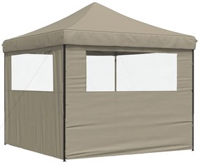 Tenda p/ festas pop-up dobrável c/ 2 paredes cinza-acastanhado