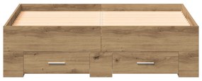 Cama com Gavetas vidaXL Carvalho Artisan 120x190 cm Madeira de engenha