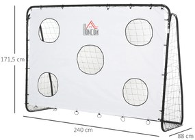 Baliza de Futebol para Crianças com Lona de Precisão e Ponteria para Treino e Aperfeiçoamento 240x88x174 cm Branco